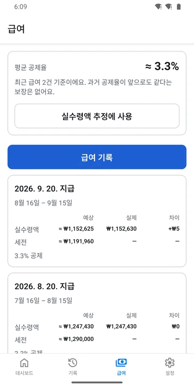 Shift Clock 급여 비교